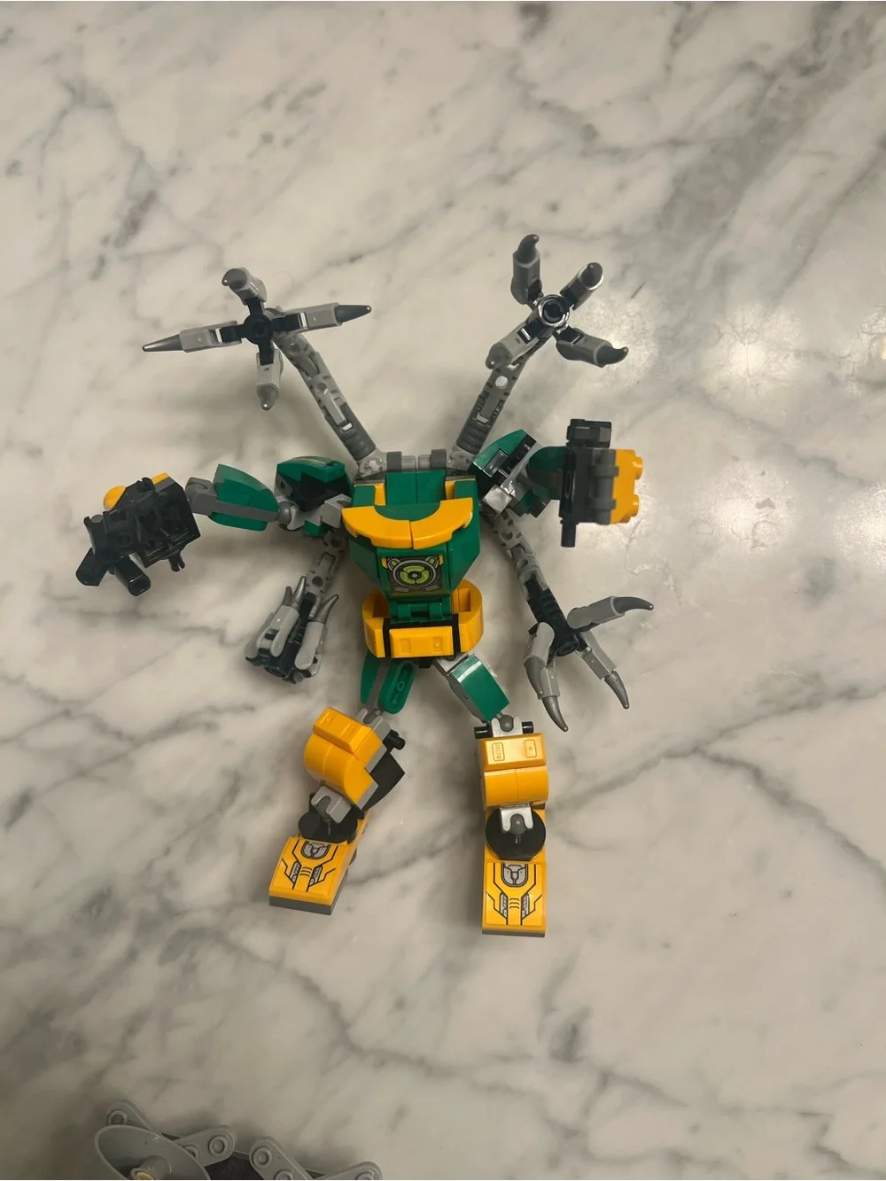 Green and Yellow Spider Mech Building Toy - Kids Lego